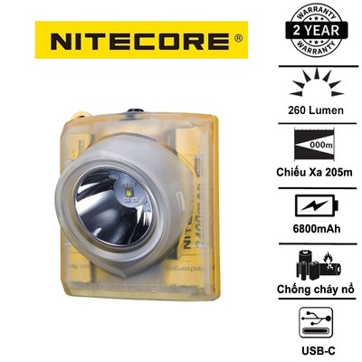 Đèn pin chống cháy nổ NITECORE EH1 sáng 260 lumens chiếu xa 205m pack pin liền thân 6800mAh