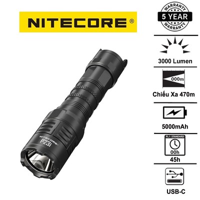 Đèn pin tác chiến NITECORE P23i sáng 3.000 lumen tầm chiếu xa 470m pin 21700i 5000mAh