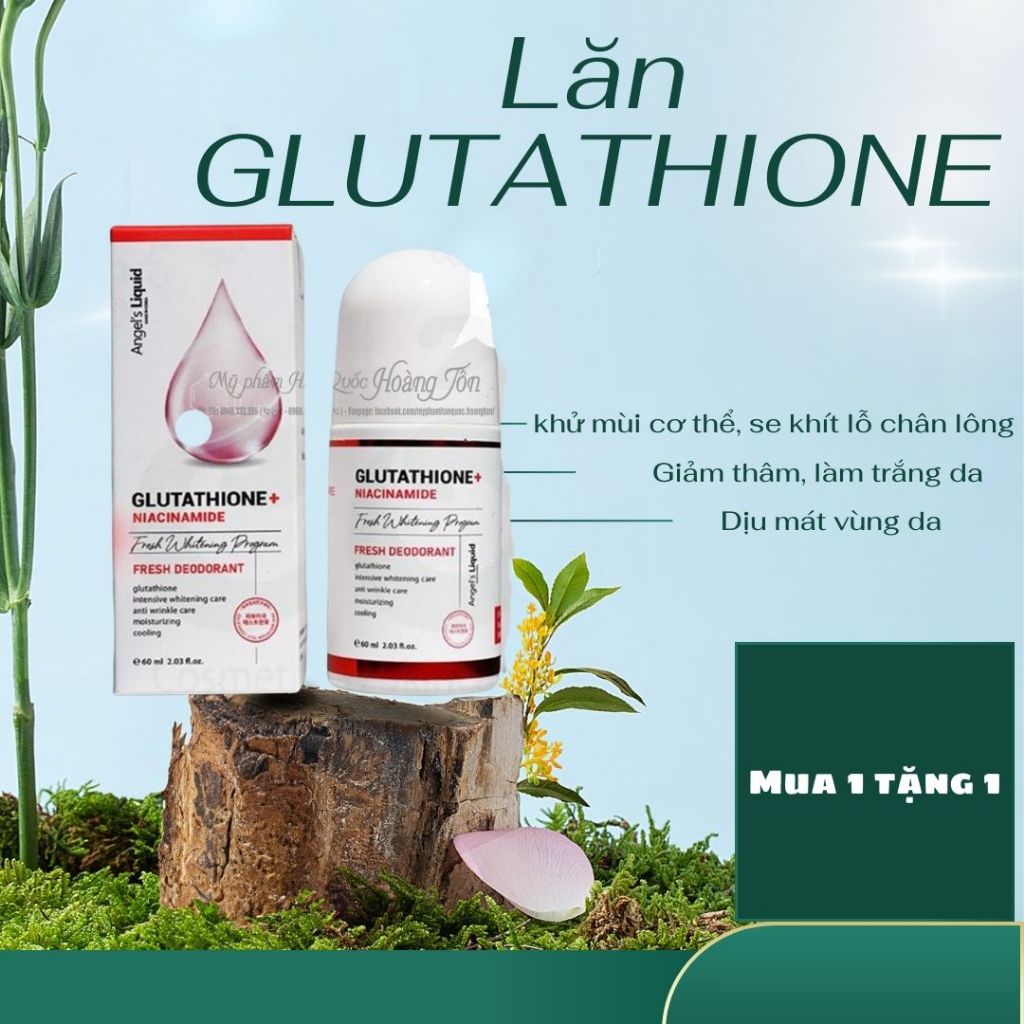 Lăn khử mùi giảm thâm nách, làm trắng da Angel's Liquid Glutathione 60ml ( tặng 1 miếng mặt nạ B5)