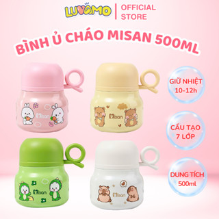 Bình ủ cháo, giữ nhiệt lõi inox 316 MISAN 500ml kèm muỗng inox 304, hộp đựng thức ăn cho bé 7 lớp Luvamo