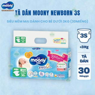 Tã/Bỉm Dán Cao Cấp Moony 3S Newborn  – Siêu Mềm Mại, Dành Cho Trẻ Sơ Sinh Dưới 3kg (30 Miếng)