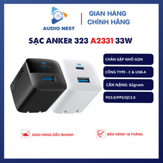 Củ Sạc Anker PD A2331 2 Cổng 33W hỗ trợ IQ3.0/PD3.0/QC3.0/PPS Chân Gập - Bảo Hành 18T