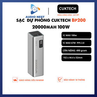 Sạc Dự Phòng Cuktech 20000mAh 100W (PB200) 2C1A PPS5A QC Mi Turbro - Bảo Hành 18 Tháng