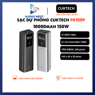Sạc Dự Phòng Cuktech Mi Turbro 120W (PB100P) 10000mAh 1C1A 150W PD 3.0 PPS5A QC  - BH 18 THÁNG