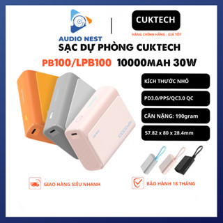 Sạc Dự Phòng Thệ Hệ Mới Cuktech (PB100) 30w, 10000mAh, hỗ trợ PD3.0/PPS/QC3.0 QC - Bảo Hành 18 Tháng.