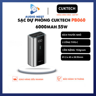 Sạc Dự Phòng Cuktech 6000mAh PB060 2C 55w PD3.0 PPS QC3.0 - Bảo Hành 18 Tháng