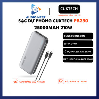 Sạc Dự Phòng Cuktech 25000mAh PB250 210w 2C1A PD 3.1 PPS5A QC 120W  Mi Turbro Charger - Bảo Hành 18 Tháng