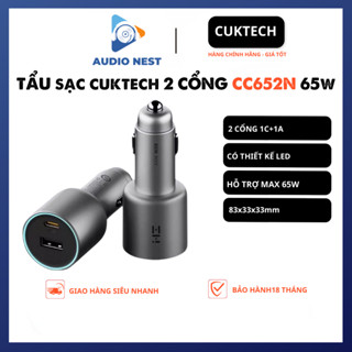 Tẩu Sạc Cuktech 2 Cổng 65w Chính hãng - (CC652N) Bảo hành 18 tháng