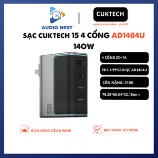 Sạc Nhanh Cuktech 140w 15 Mi turbro 120W 4 cổng 3C+1A PD3.1/PPS2.0/QC (AD1404U) - Bảo Hành 18 Tháng