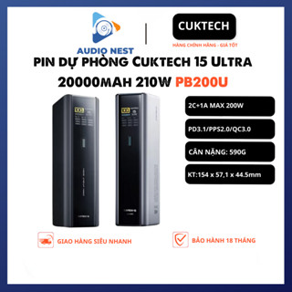 Sạc Dự Phòng Cuktech 210W (PB200U) 15 Ultra 20000mAh 15 Ultra 2C1A  PD3.1 PPS2.0 Mi Turbro 120W - BH 18 Tháng.