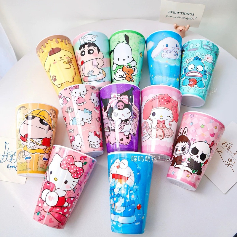 🌸𝐓𝐀̣̆𝐍𝐆 𝐐𝐔𝐀̀🌸 Ly cốc 500ml Kuromi - Hello Kitty - Cinnamoroll - Melody - Shin Chan - Hangyodon - Labubu - Doremon