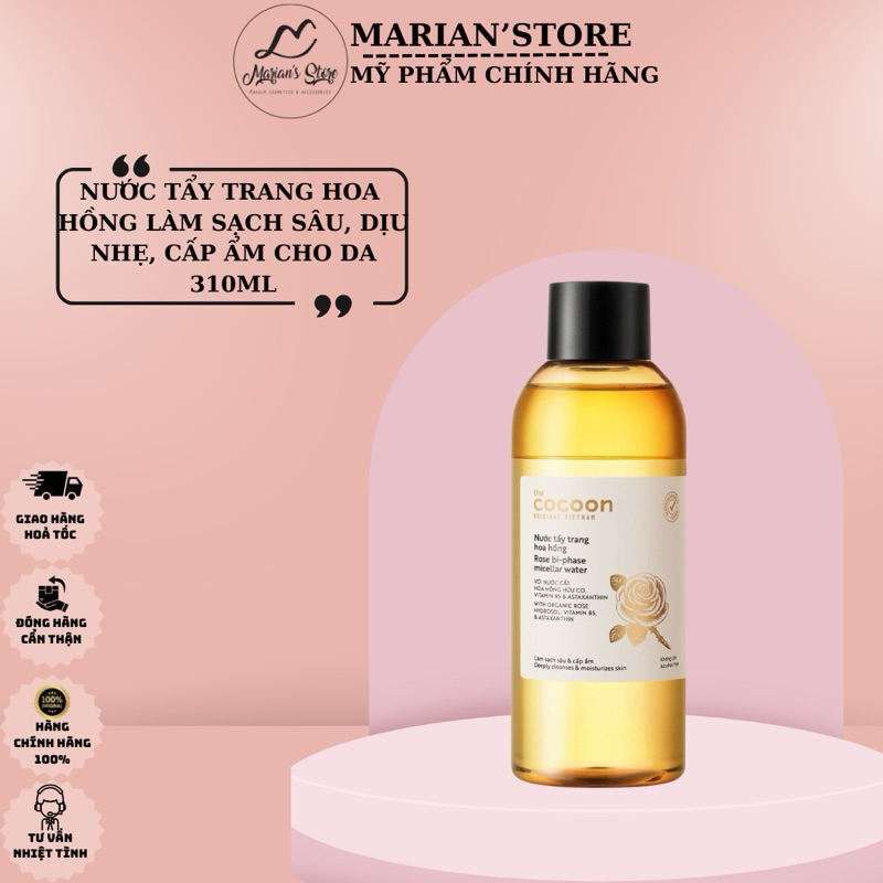 [HÀNG CÔNG TY] Nước tẩy trang hoa hồng Cocoon 310ml - Dầu tẩy trang Cocoon tẩy sạch makeup và cấp ẩm