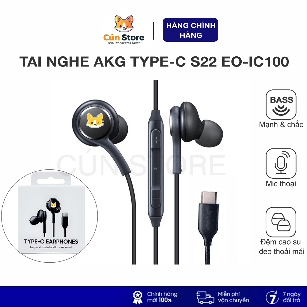 Tai nghe AKG Type C cho Note 20, S22 Ultra chuẩn zin nghe nhạc, chơi game cực ngon | Bảo hành 6 thg