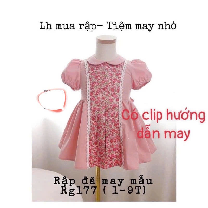 RG177_Rập giấy may váy cổ sen xếp li
