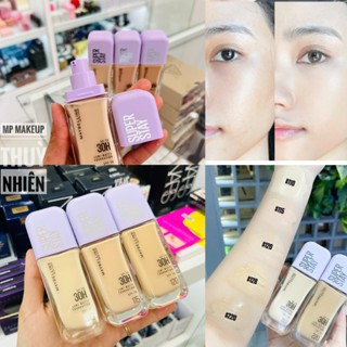 Kem nền bắt sáng, che phủ cao, siêu nhẹ mặt Maybelline Super Stay Up To 30H nắp tím Lumi Matte Foundation 35ml