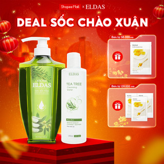 Combo Sữa Tắm Mụn Lưng Eldas & Nước Tẩy Trang Da Dầu Mụn Eldas, Ngừa Khuẩn 99% Tinh Chất Tràm Trà 550ml/chai&250ml/chai