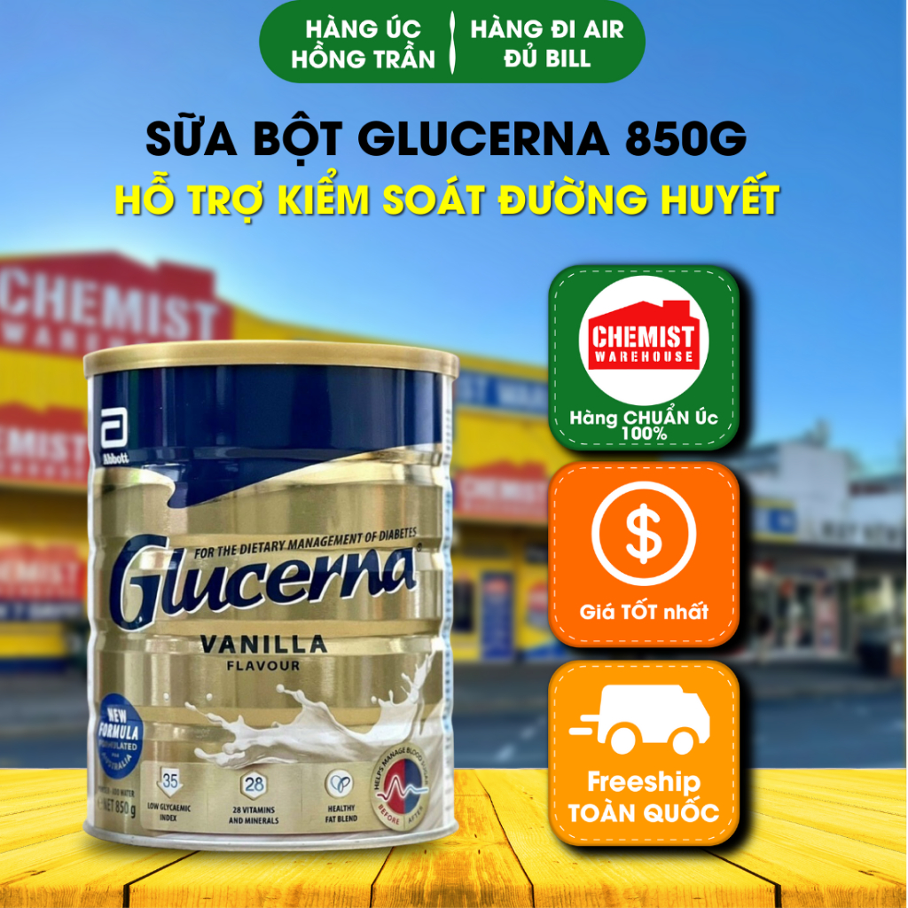 Sữa Bột Dành Cho Người Tiểu Đường Glucerna Vanilla 850g Úc |Hàng Úc Hồng Trần