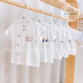 Áo Sơ Sinh Cộc Tay Cài Chéo Chất Cotton Siêu Mềm Mịn, Mát Cho Bé Trai, Bé Gái Sơ Sinh (Size 0-3M Đến 6-9M)
