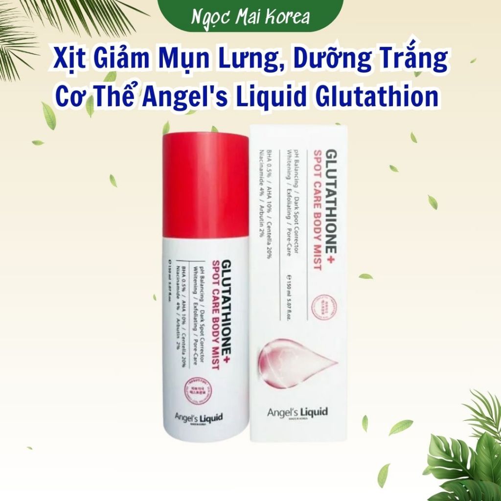 (CHÍNH HÃNG) Xịt Giảm Mụn Lưng, Dưỡng Trắng Cơ Thể Angel's Liquid Glutathion