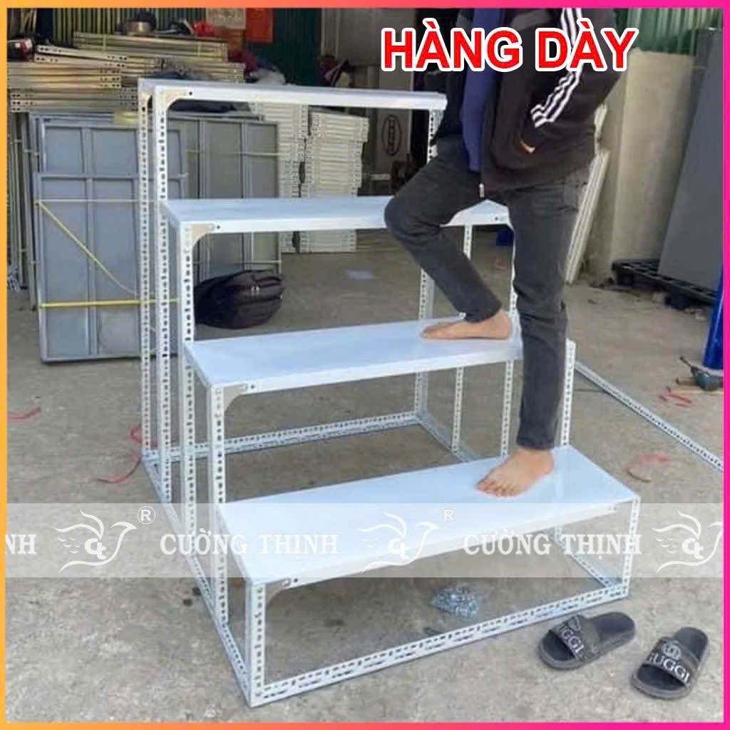 {HÀNG DẦY} Kệ bậc thang, Màu XÁM kệ tam cấp, kệ sắt v lỗ 3 tầng lắp ráp