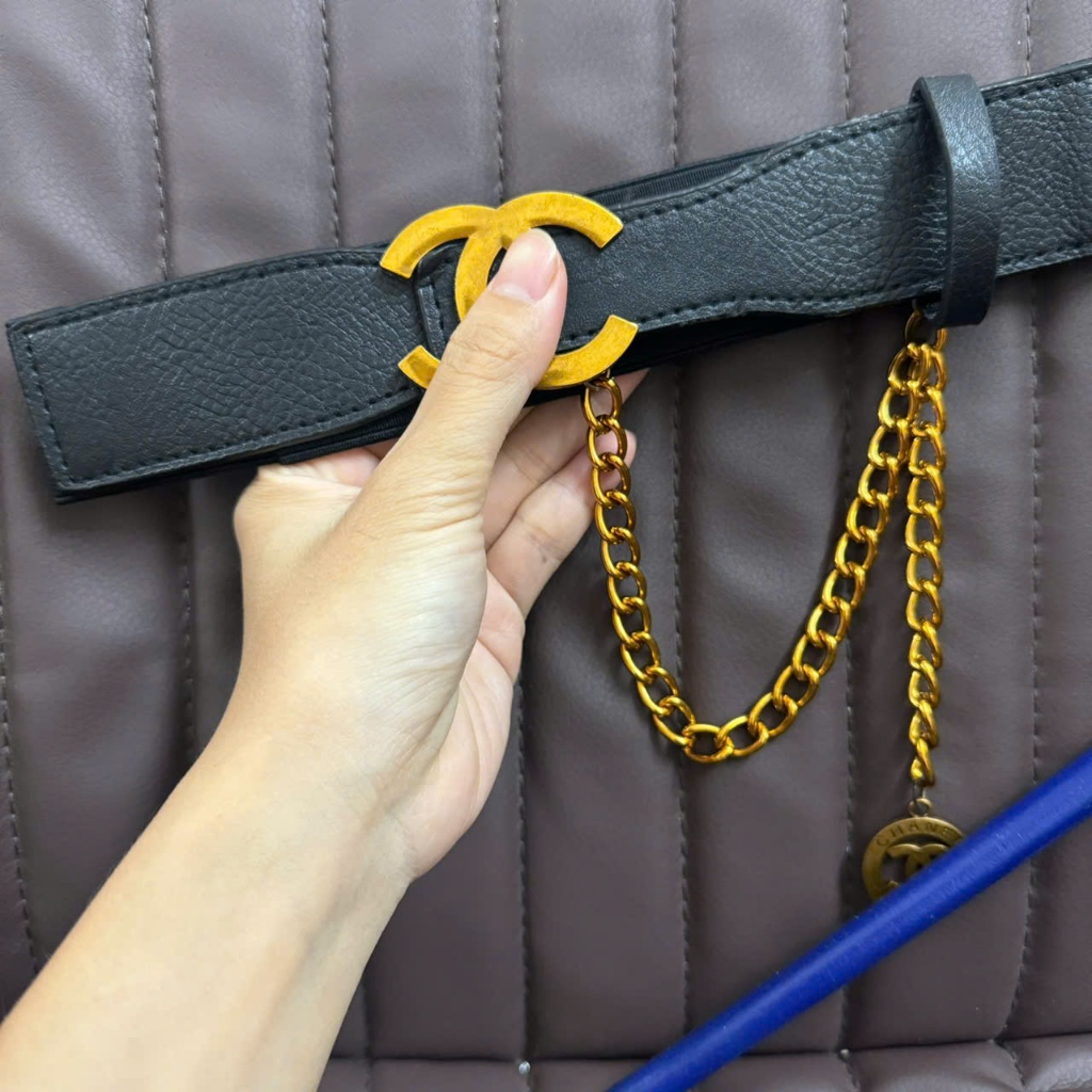 Đai váy Belt chun co giãn D xích kèm chain hot Bản 4cm