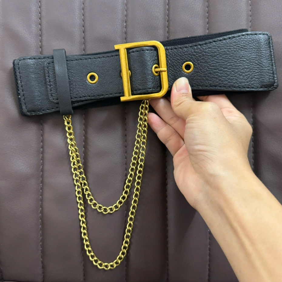Nịt đầm Belt chun co giãn đai váy kèm chain D xích đôi Bản 5cm