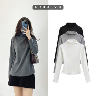 Áo thun giữ nhiệt cổ 3 phân Hera thu đông áo dài tay cao cổ T083 giấy hdsd