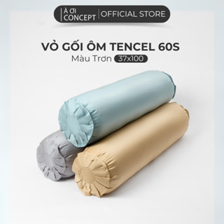 Vỏ Gối Ôm Lụa Tencel Size 37x100cm Hàn Quốc Cao Cấp À Ơi Concept Màu Trơn Nhiều màu Dây kéo khoá Không Xù Lông