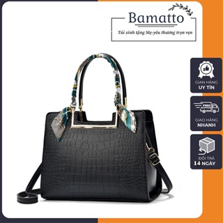  Túi xách tặng mẹ trung niên,túi xách da cá sấu sang trọng dùng công sở hàng ngày đựng nhiều vật dụng size 28cm TC51 