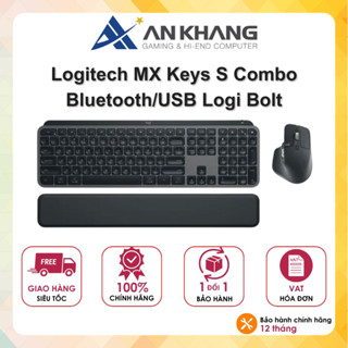 Combo Chuột & Bàn Phím Bluetooth không dây Logitech MX Keys S Combo -Có gác tay,Chiếu sáng, USB-C Chính Hãng BH 12 Tháng