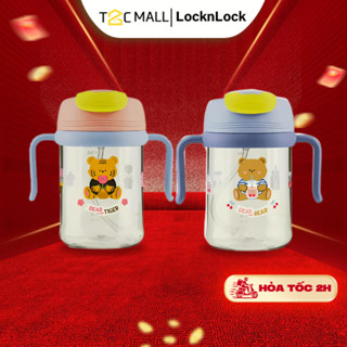 Bình Nước Cho Bé LocknLock Bình Đựng Nước Nhựa Trẻ Em Cute Có Quai Cầm Ống Hút 2 Nắp ABF852 T2C Mall