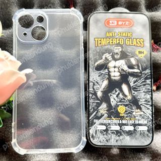 (COMBO) IPHONE 15 - Ốp Lưng Dẻo Trong Chống Sốc và Miếng Dán Cường Lực Full Màn Hình KINGKONG BYZ