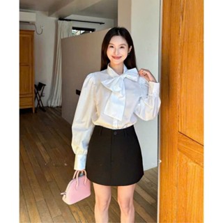 Áo sơ mi cổ nơ chéo thời trang Maian dáng rộng tay bồng dễ phối đồ phong cách Hàn Quốc nhẹ nhàng mặc đi học đi làm A5418
