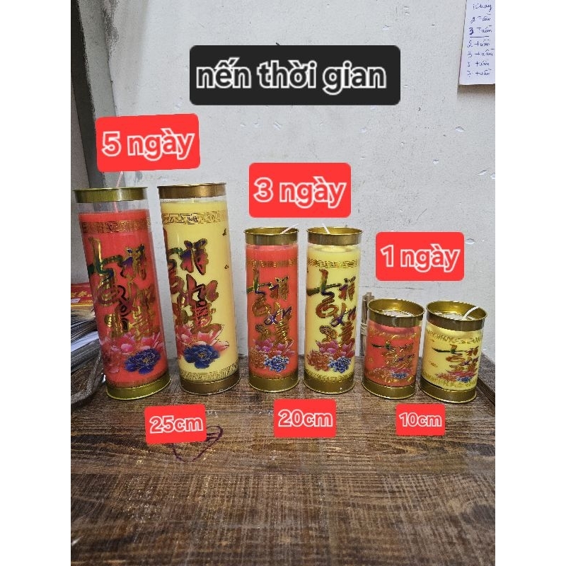 (2 cây) nến đốt 1 ngày, 3 ngày , 5 ngày , sáp bơ thơm [LOẠI 1]