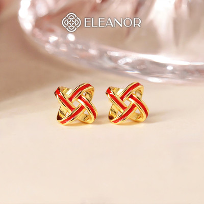 Bông tai nữ chuôi bạc 925 Eleanor Accessories hình tròn xoắn phụ kiện trang sức khuyên tai basic 9144