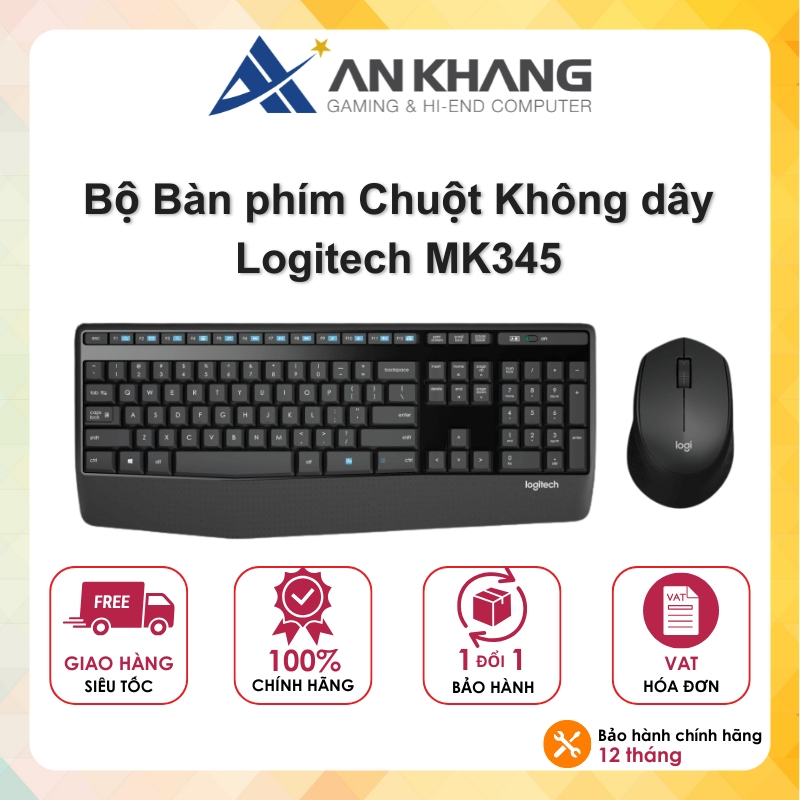 Bộ Bàn phím và Chuột Không dây Logitech MK345 Chính Hãng BH 12 Tháng