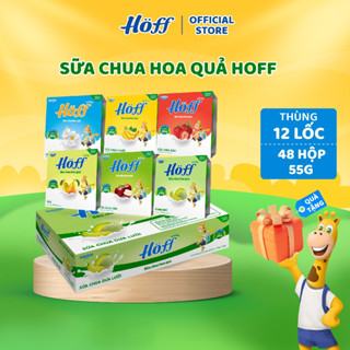 (Mới) Sữa chua HOFF cho bé  mix 6 vị trái cây 1 thùng (48 hộp x 55g)