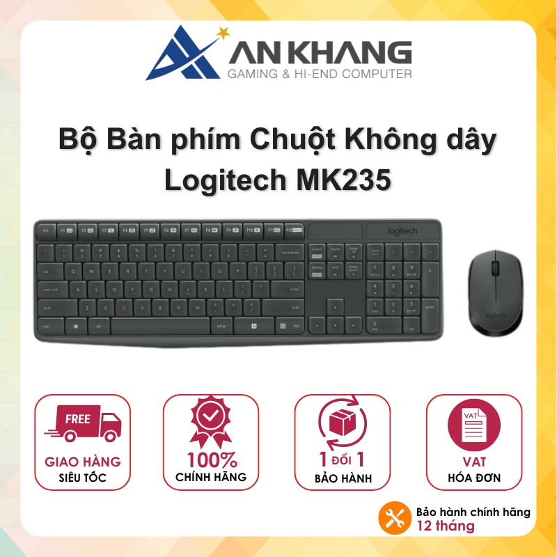 Bộ Bàn phím Chuột Không dây Logitech MK235 Chính Hãng BH 12 Tháng