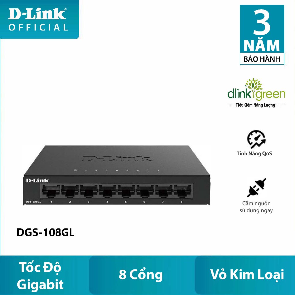 Bộ chia mạng Gigabit 8 cổng D-Link DGS-108GL - Hàng chính hãng