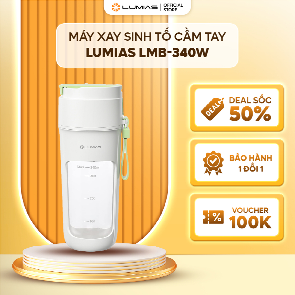 Máy xay sinh tố mini - Máy xay cầm tay Lumias LMB-340W - 55W, dung tích xay tối đa 340ml (kèm ống hú