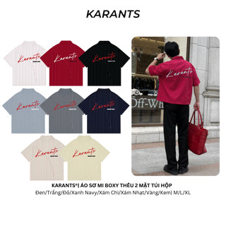 [NO RESTOCK] Áo Sơ Mi Boxy Karants Thêu 2 Mặt Túi Hộp Local Brand Streetwear Hot Trend - KR183