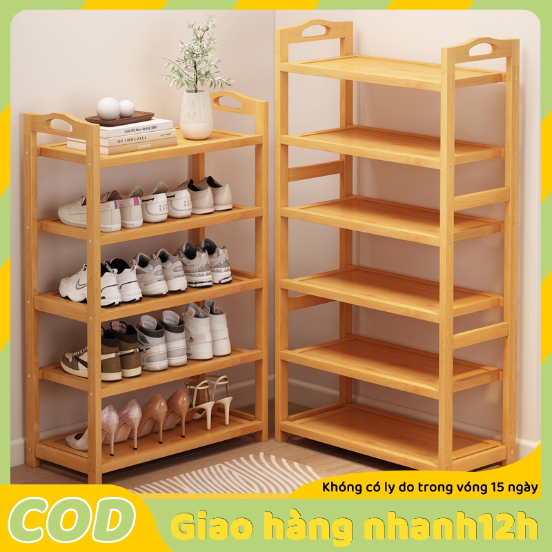 Kệ giày Tre kệ giày nhiều tầng để đã xử lý mối mọt chống ẩm mốc Kệ để giày bằng Chịu tải trọng lớn