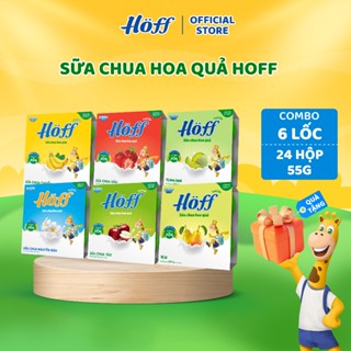 (Mới) Combo Sữa chua Hoff mix 6 vị trái cây cho bé ăn dặm hỗ trợ tiêu hóa 6 lốc ( 24 hộp x 55g)