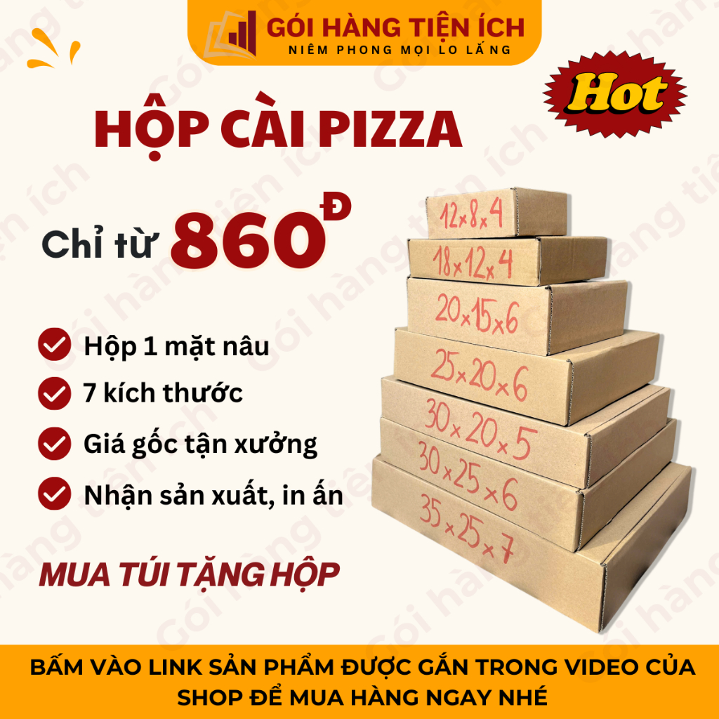 COMBO 20 Hộp nắp gài pizza NHIỀU KÍCH THƯỚC, nhiều size đựng quần áo, mĩ phẩm giá gốc tận xưởng