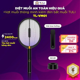 Vợt muỗi TULI VM01, 3 in1 kiêm đèn bắt muỗi côn trùng để bàn và treo tường, sạc Type C,BH 6 Tháng