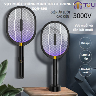 Vợt muỗi điện kiêm đèn bắt côn trùng TULI VM01, 2W, 2 in 1 thu hút để bàn, treo tường, BH 6 Tháng