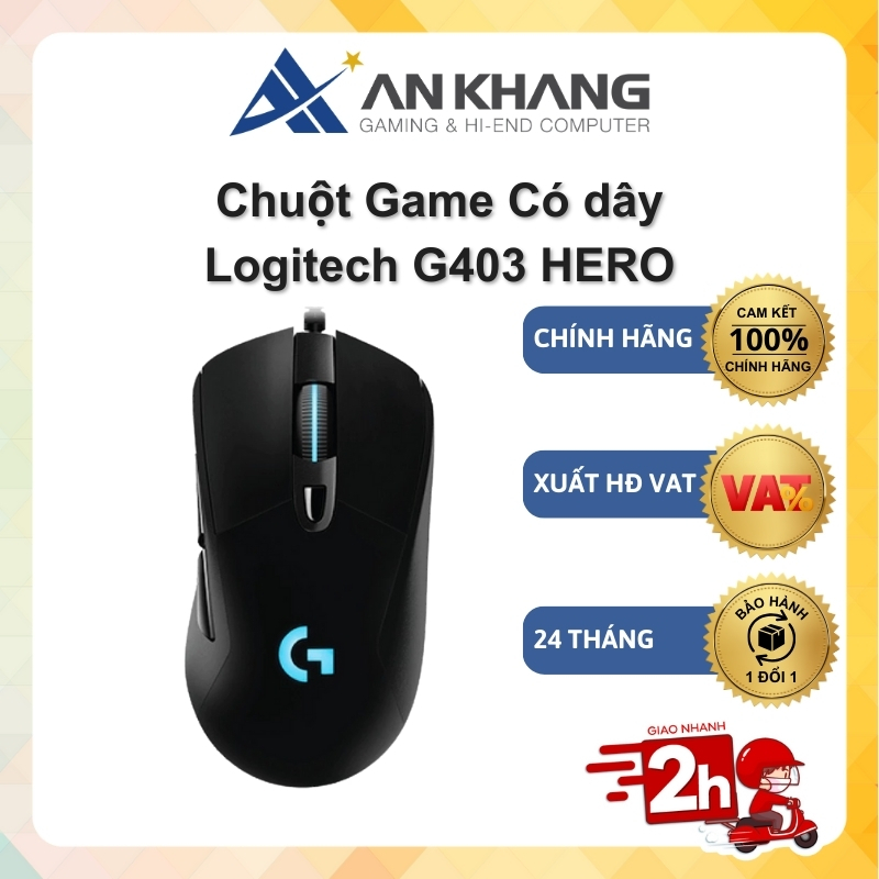 Chuột game có dây Logitech G403 Hero RGB - cảm biến 25k, công thái học, nhẹ 87g Chính hãng Bảo hành 24 tháng | BigBuy360 - bigbuy360.vn