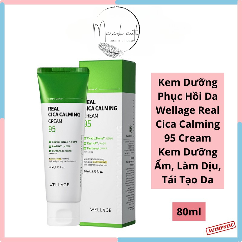 Kem Dưỡng Phục Hồi Da Wellage Cica Calming 95 Cream Xanh Lá Kem Dưỡng Wellage Chiết Xuất Rau Má