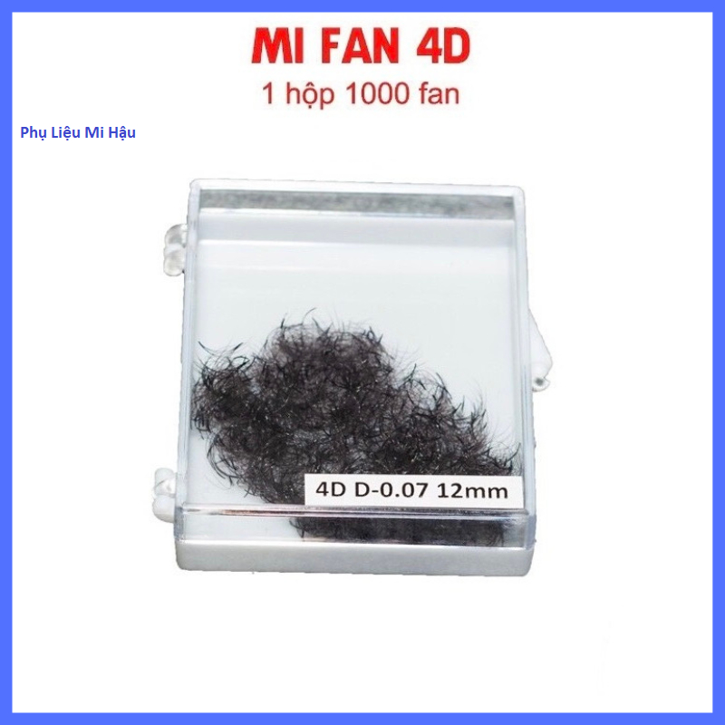 Mi Fan 4D 1 Hộp 1000 Fan_Mi Fan Xưỡng 0.07 Mi Đen,Chân Keo Nhỏ, Bắt Keo, Xòe Đều, Mi Fan Sẵn_Mi Volu
