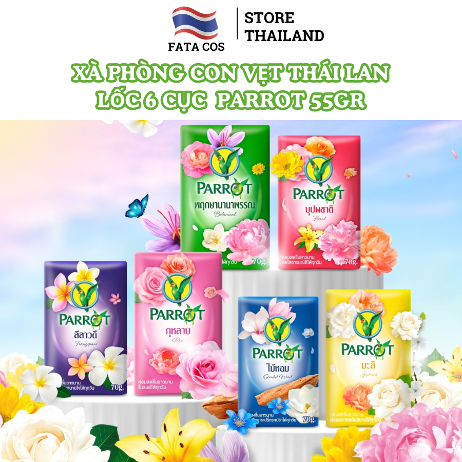  Xà bông con vẹt thái lan Parrot 55gr lốc 6 cục xà phòng thái lan xà phòng thảo mộc Fata Co's 